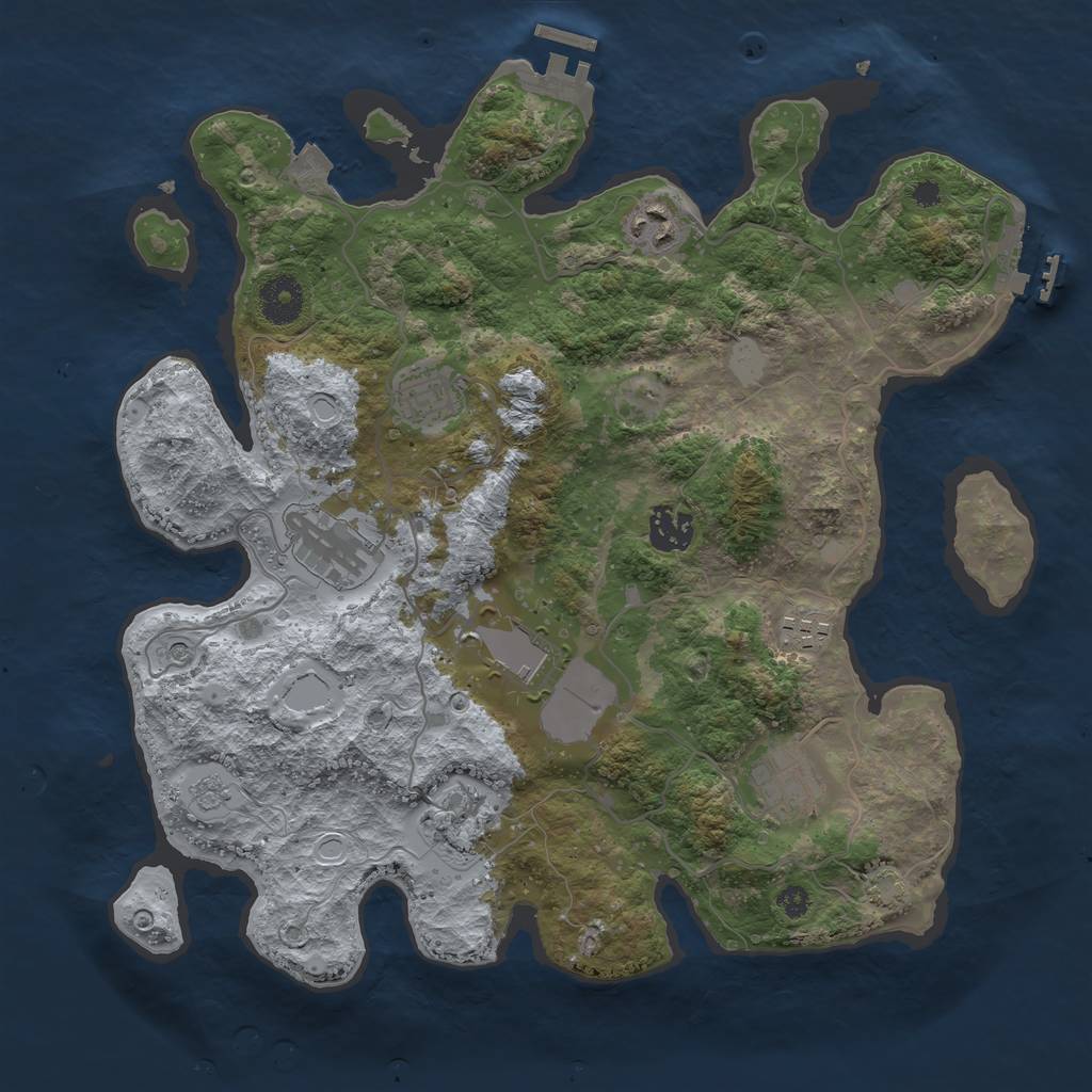 Rust Map: Procedural Map, Size: 3500, Seed: 1009, 16 Monuments