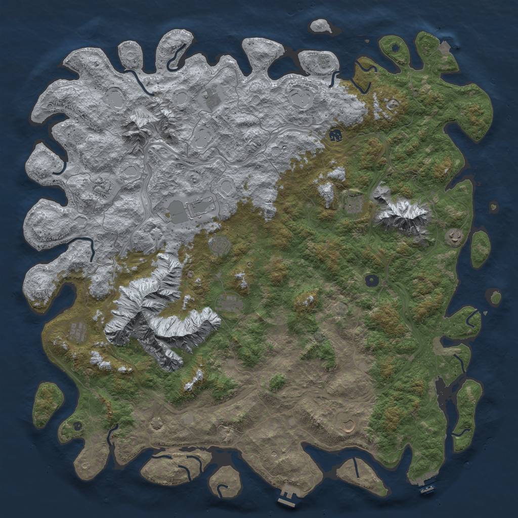 Rust Map: Procedural Map, Size: 6000, Seed: 34454657, 19 Monuments