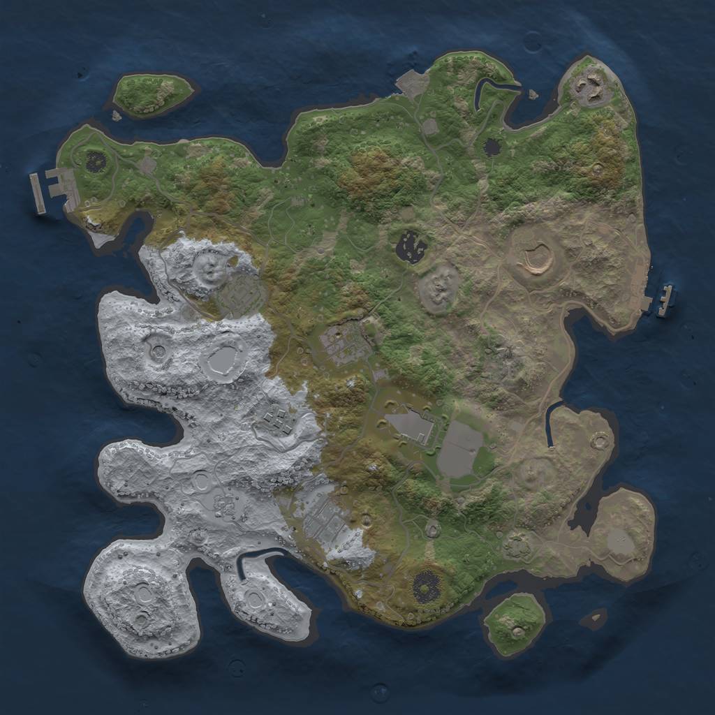 Rust Map: Procedural Map, Size: 3500, Seed: 69231302, 16 Monuments