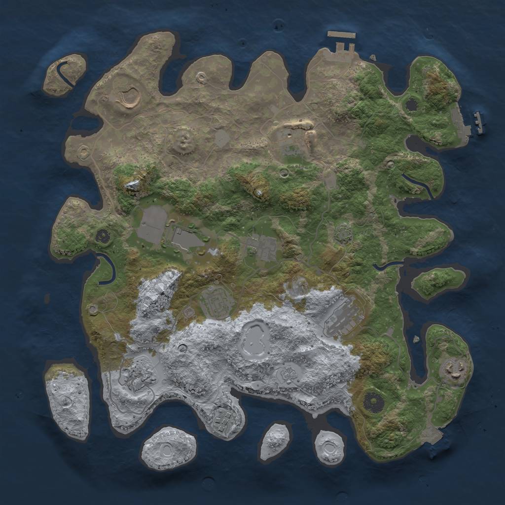 Rust Map: Procedural Map, Size: 3650, Seed: 10673111, 16 Monuments