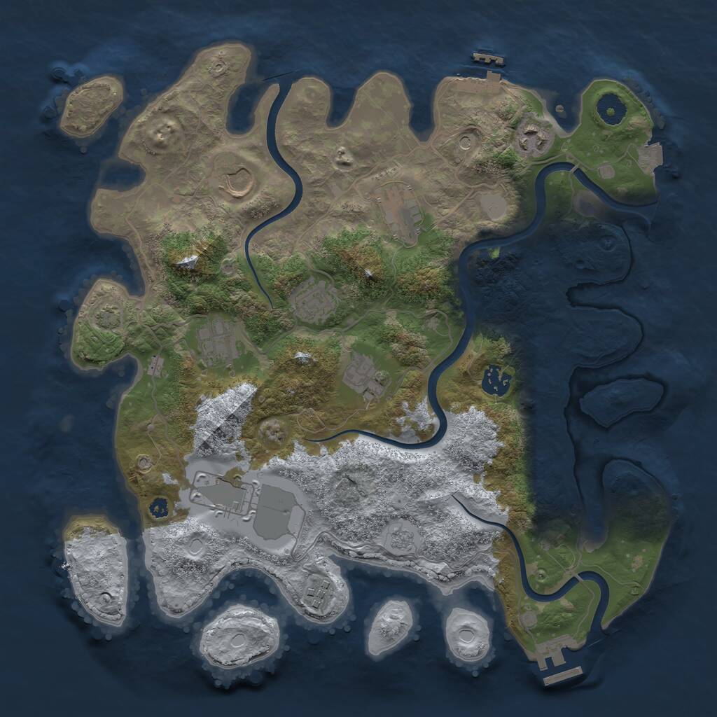 Rust Map: Procedural Map, Size: 3650, Seed: 10673111, 15 Monuments