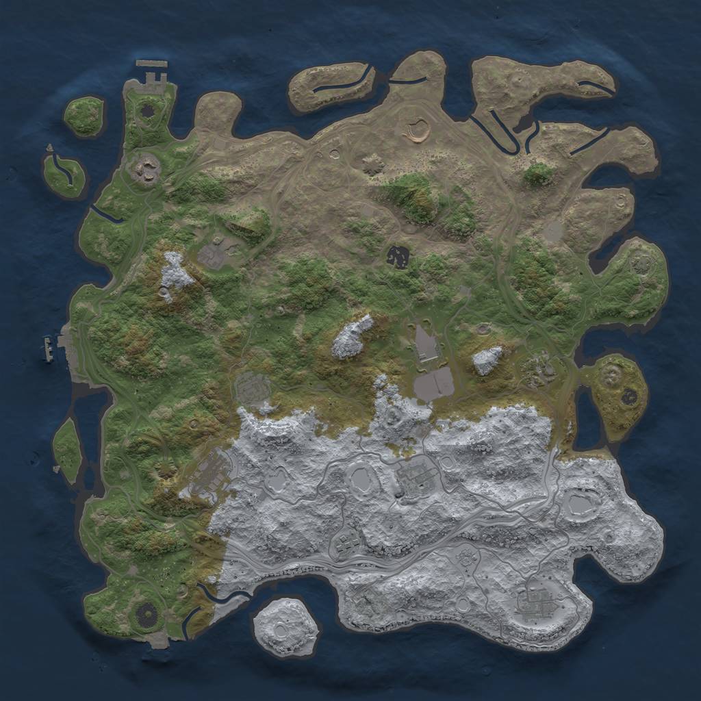 Rust Map: Procedural Map, Size: 4500, Seed: 892610292, 19 Monuments