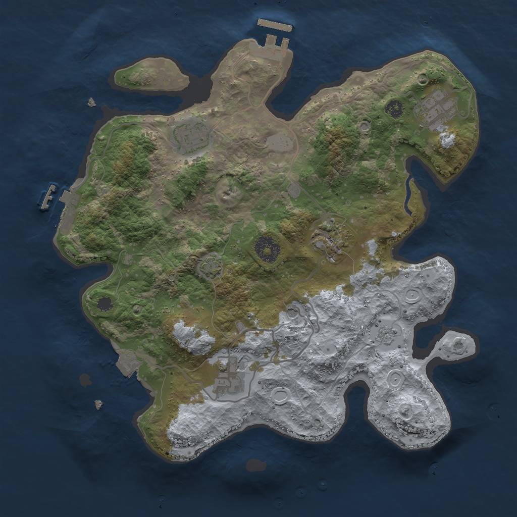 Rust Map: Procedural Map, Size: 3000, Seed: 1016723981, 12 Monuments