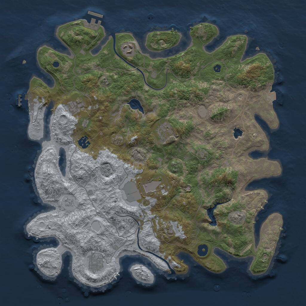 Rust Map: Procedural Map, Size: 4000, Seed: 1181898469, 14 Monuments