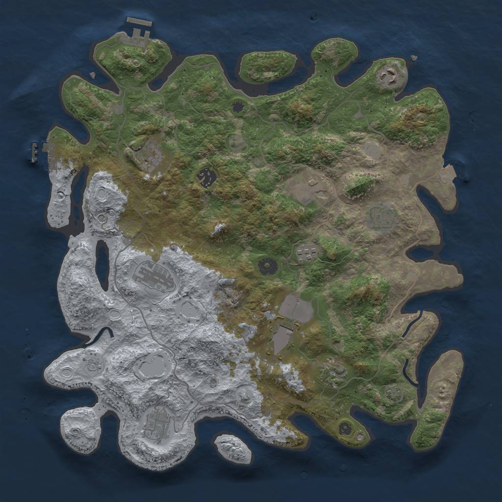 Rust Map: Procedural Map, Size: 4000, Seed: 1181898469, 18 Monuments