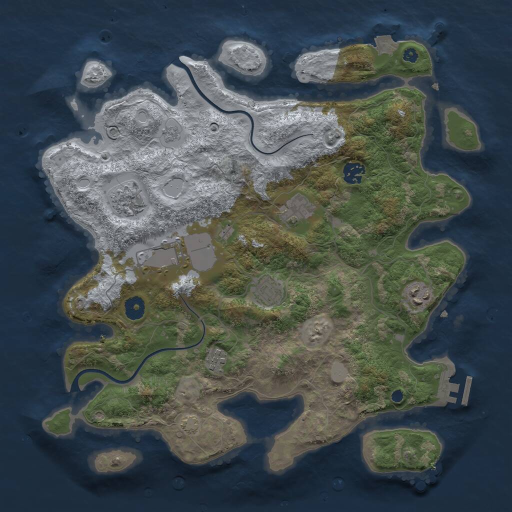 Rust Map: Procedural Map, Size: 3500, Seed: 158456169, 11 Monuments
