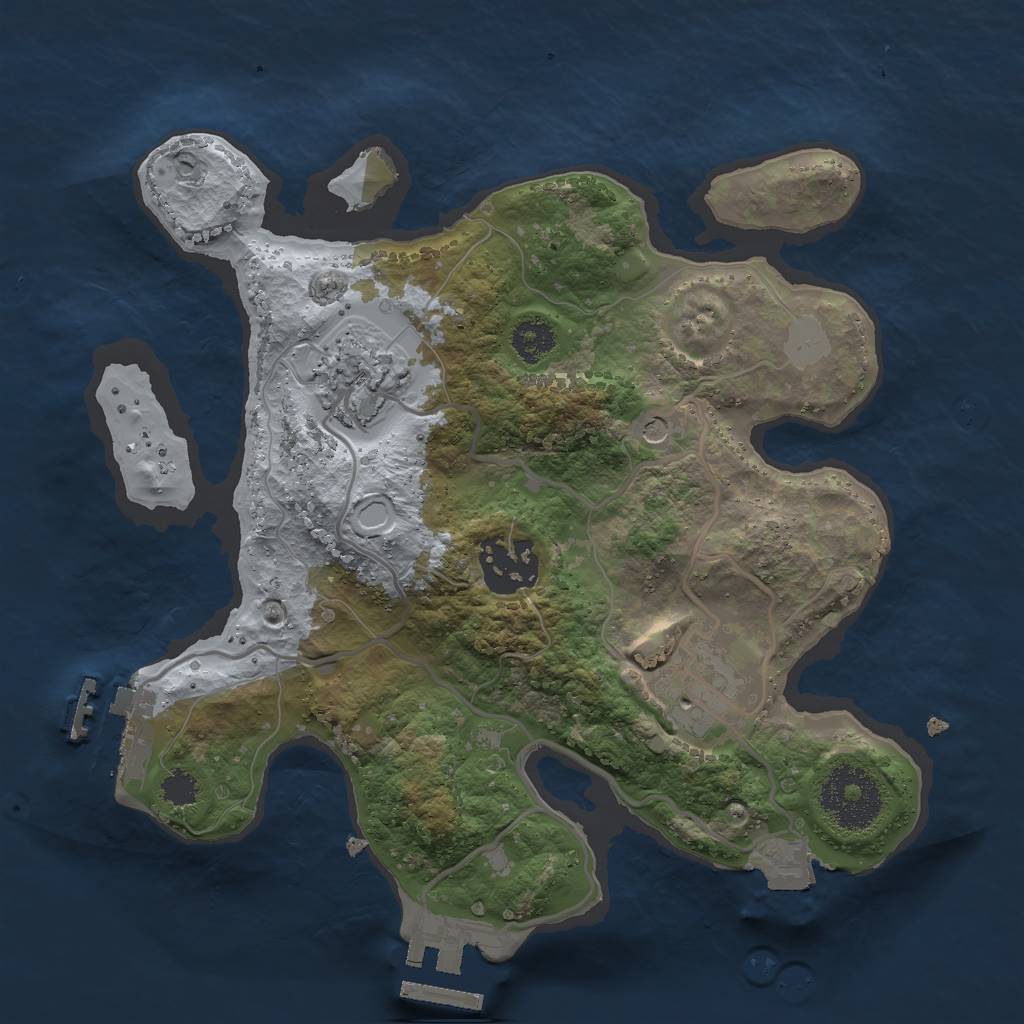 Rust Map: Procedural Map, Size: 2500, Seed: 77444, 9 Monuments