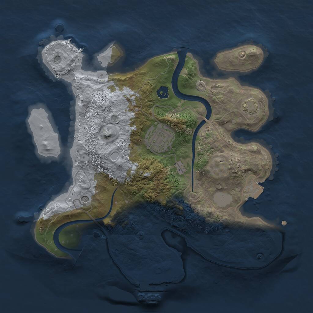 Rust Map: Procedural Map, Size: 2500, Seed: 77444, 5 Monuments
