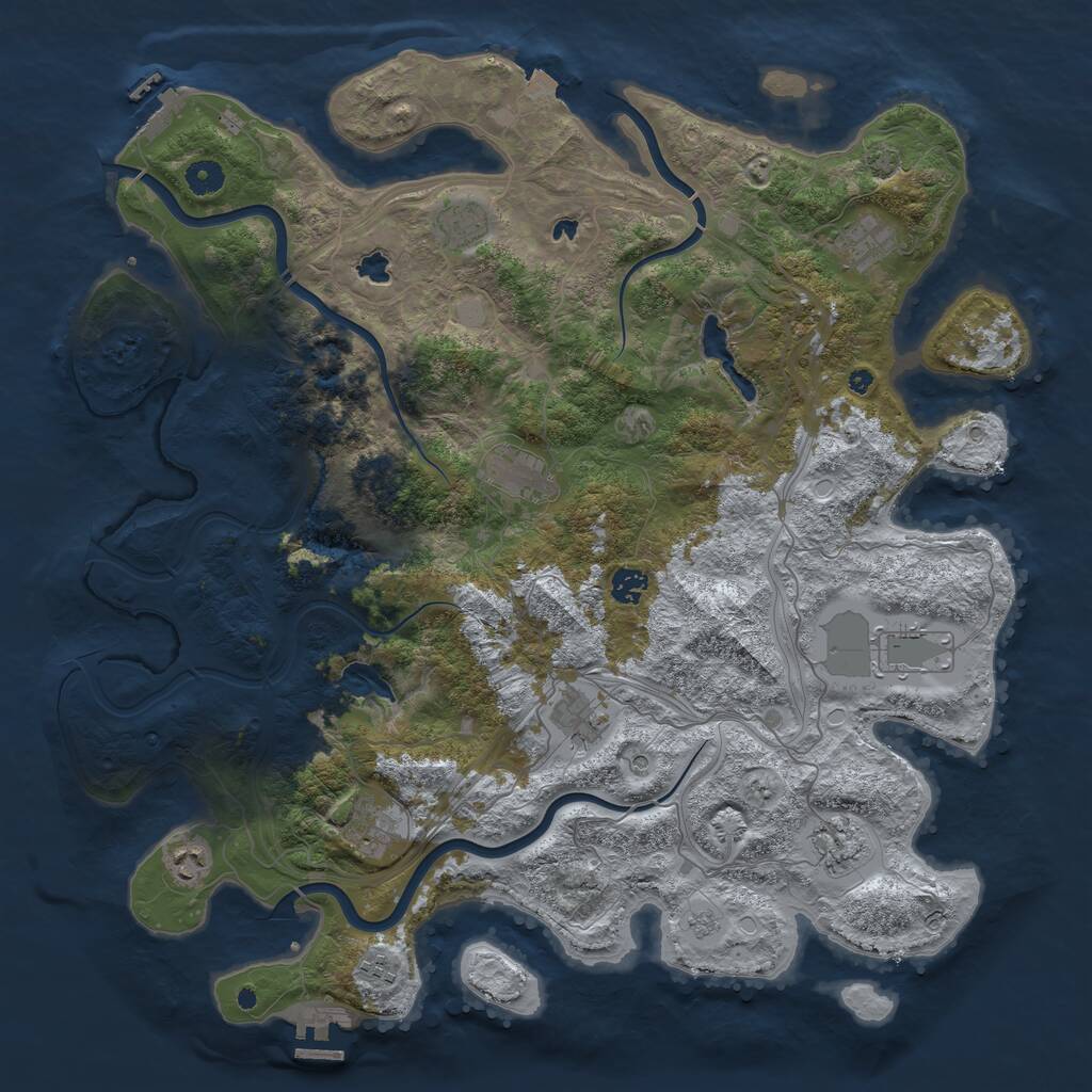 Rust Map: Procedural Map, Size: 4500, Seed: 580623300, 16 Monuments