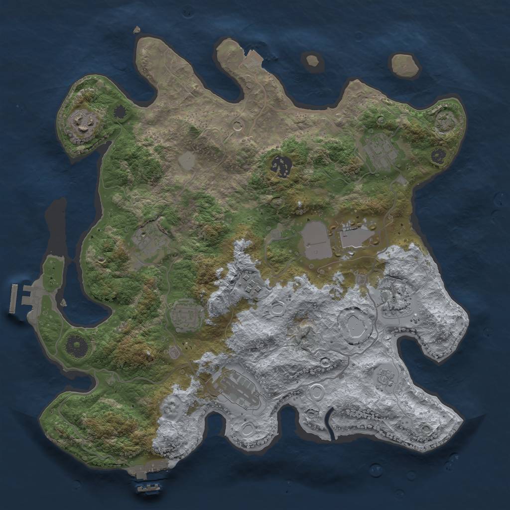 Rust Map: Procedural Map, Size: 3500, Seed: 525123516, 17 Monuments