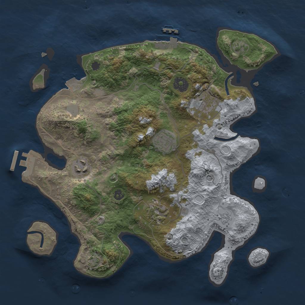 Rust Map: Procedural Map, Size: 3000, Seed: 1191916769, 12 Monuments