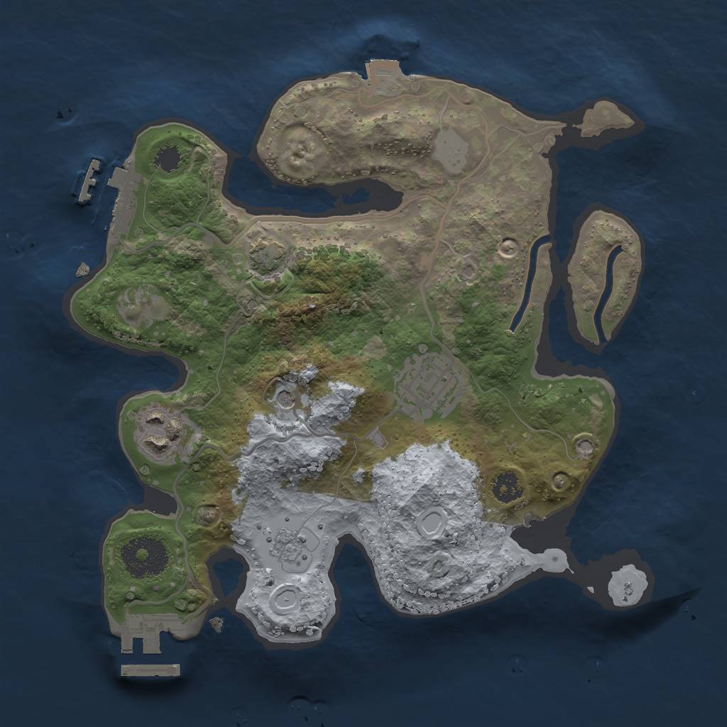 Rust Map: Procedural Map, Size: 2500, Seed: 340875495, 10 Monuments