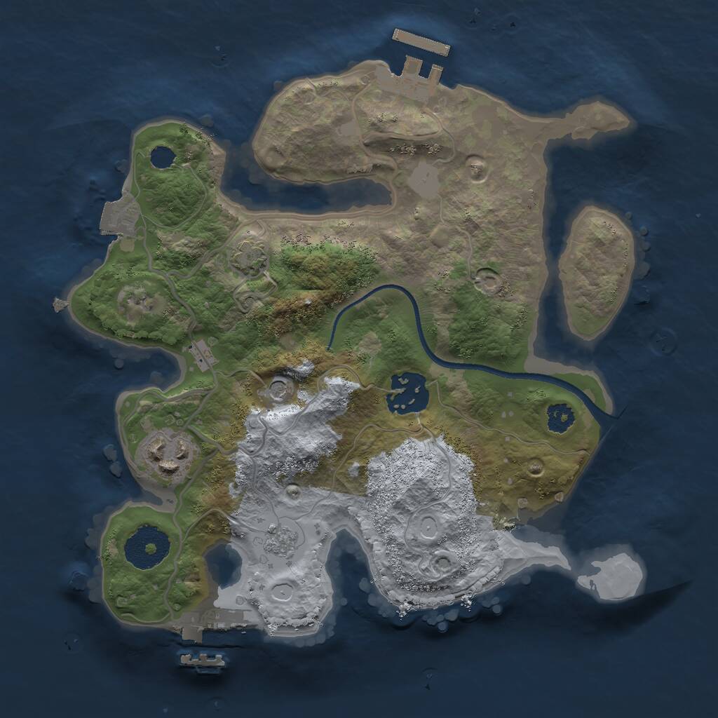 Rust Map: Procedural Map, Size: 2500, Seed: 340875495, 8 Monuments