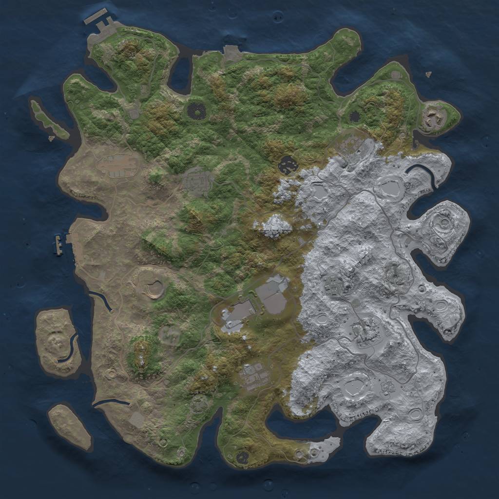 Rust Map: Procedural Map, Size: 4000, Seed: 447101193, 18 Monuments