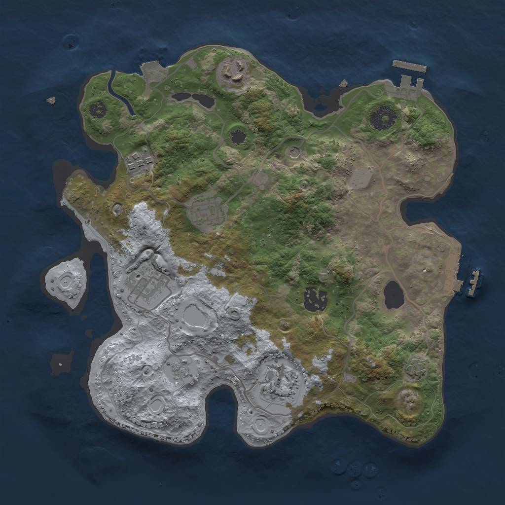 Rust Map: Procedural Map, Size: 3000, Seed: 24637, 14 Monuments