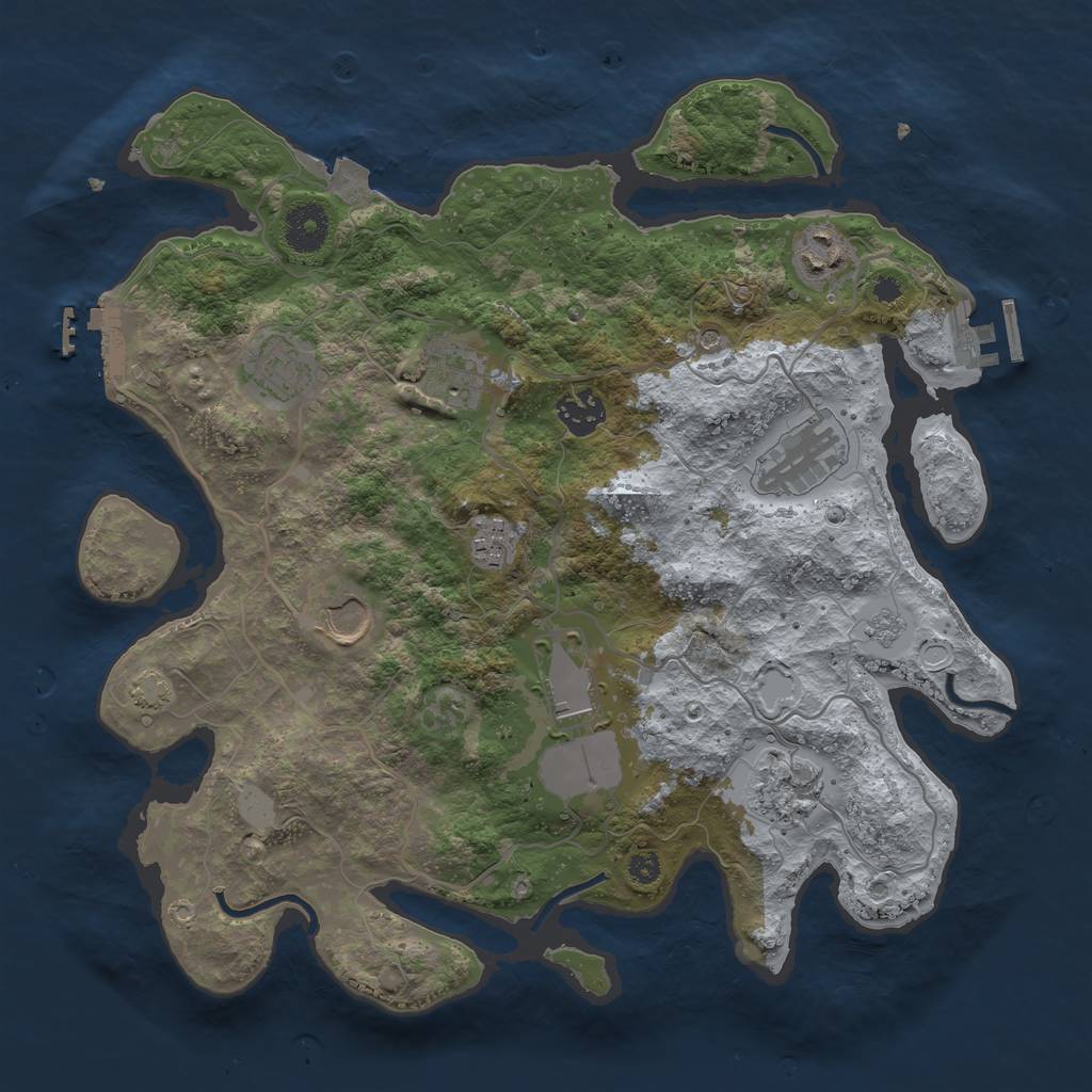 Rust Map: Procedural Map, Size: 3500, Seed: 1393816726, 17 Monuments