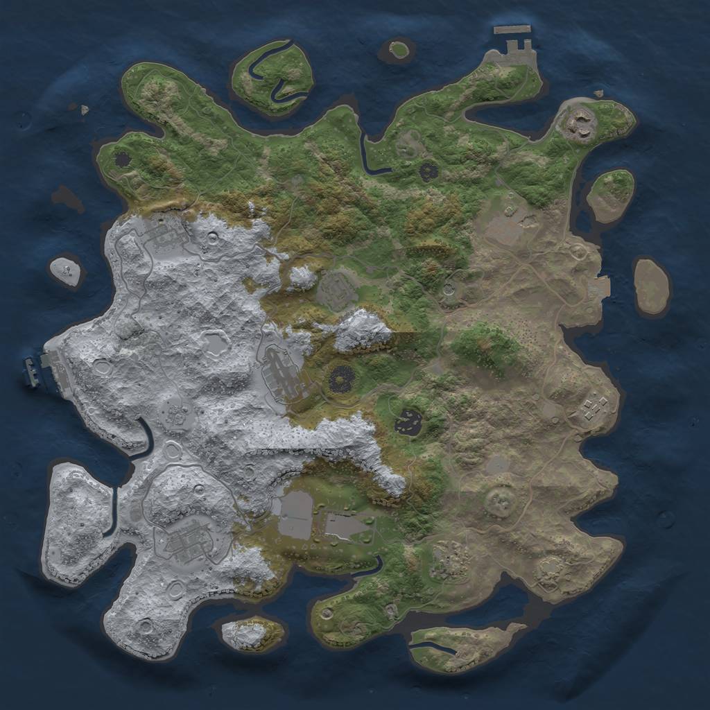Rust Map: Procedural Map, Size: 3875, Seed: 142874385, 18 Monuments