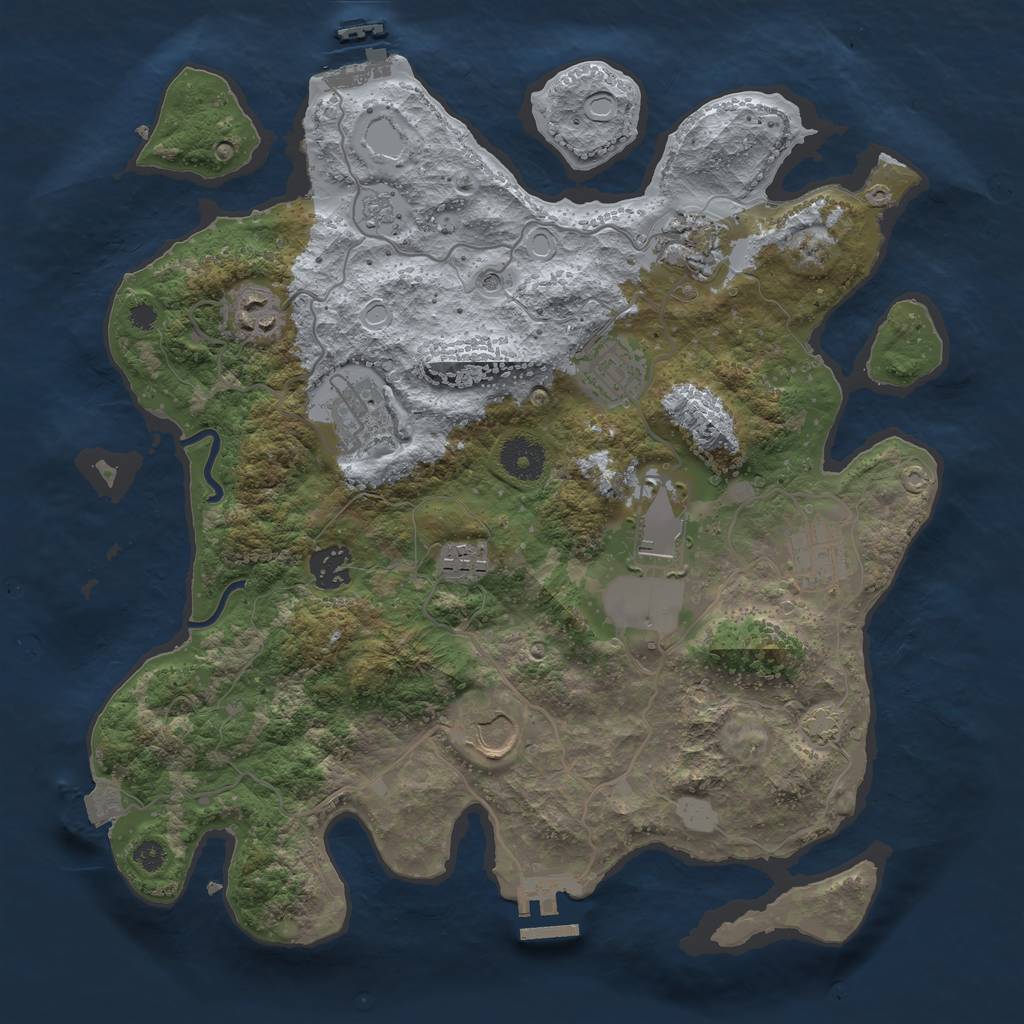 Rust Map: Procedural Map, Size: 3500, Seed: 1552181432, 17 Monuments