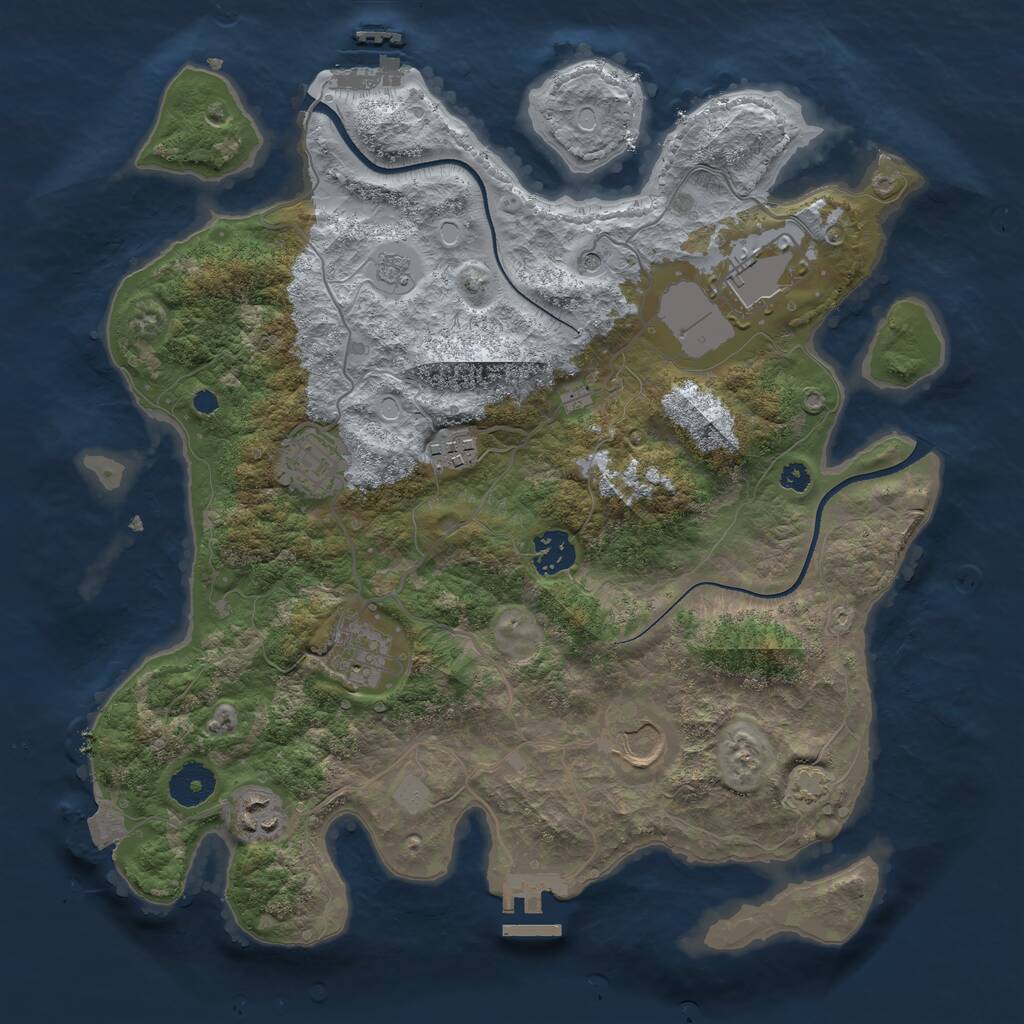 Rust Map: Procedural Map, Size: 3500, Seed: 1552181432, 13 Monuments