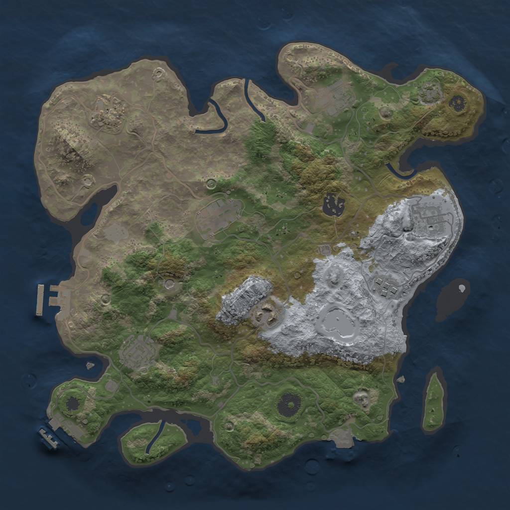 Rust Map: Procedural Map, Size: 3300, Seed: 1244061763, 15 Monuments