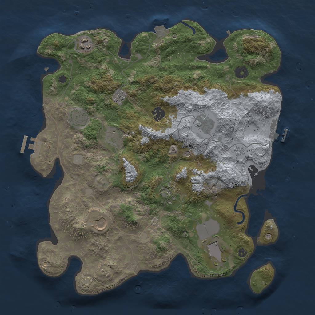 Rust Map: Procedural Map, Size: 3600, Seed: 3680, 17 Monuments