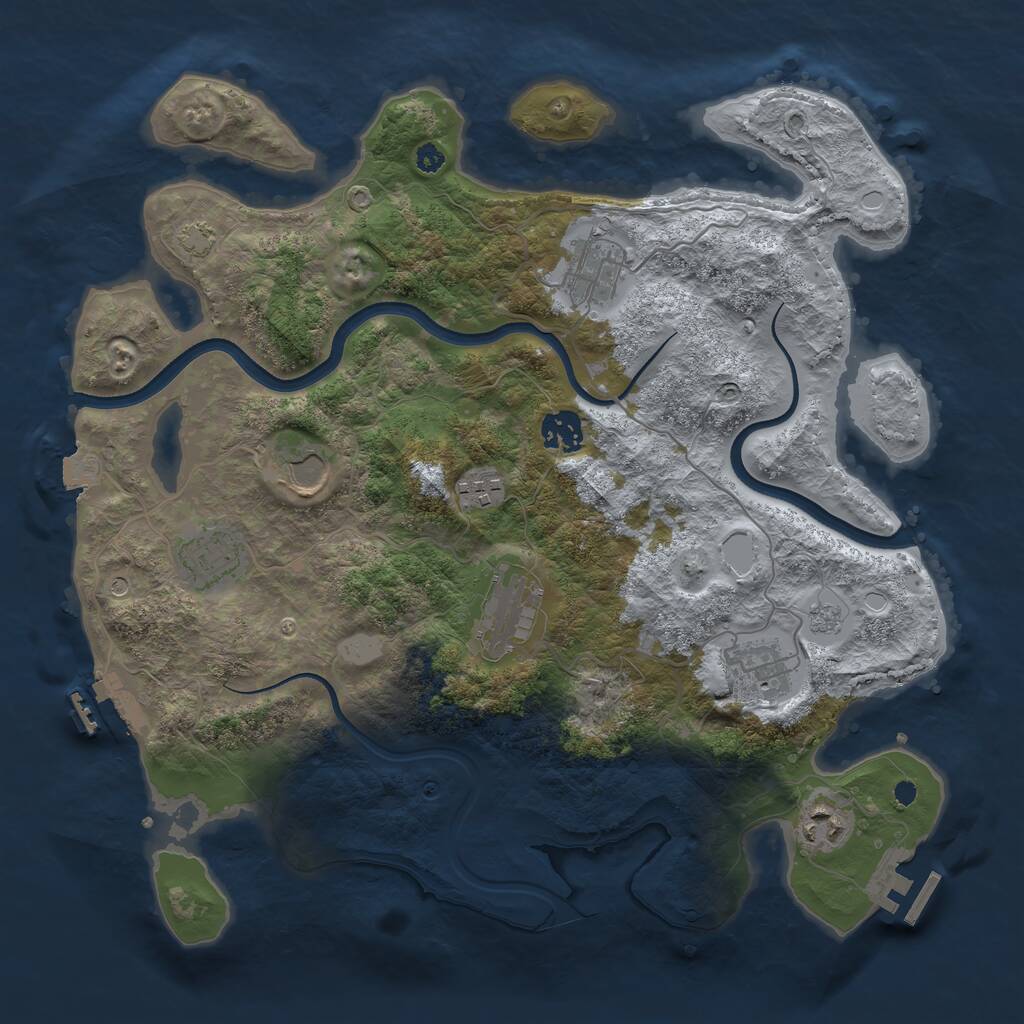 Rust Map: Procedural Map, Size: 3600, Seed: 973461134, 14 Monuments