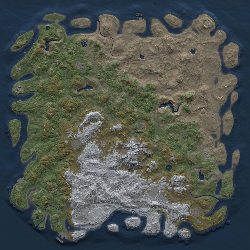 Rust Map: Procedural Map, Size: 6000, Seed: 1244681571, 17 Monuments