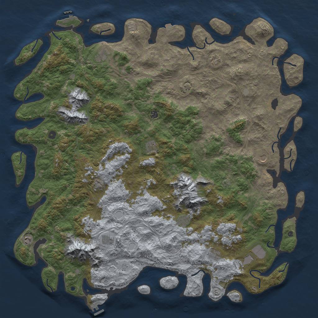 Rust Map: Procedural Map, Size: 6000, Seed: 1244681571, 19 Monuments