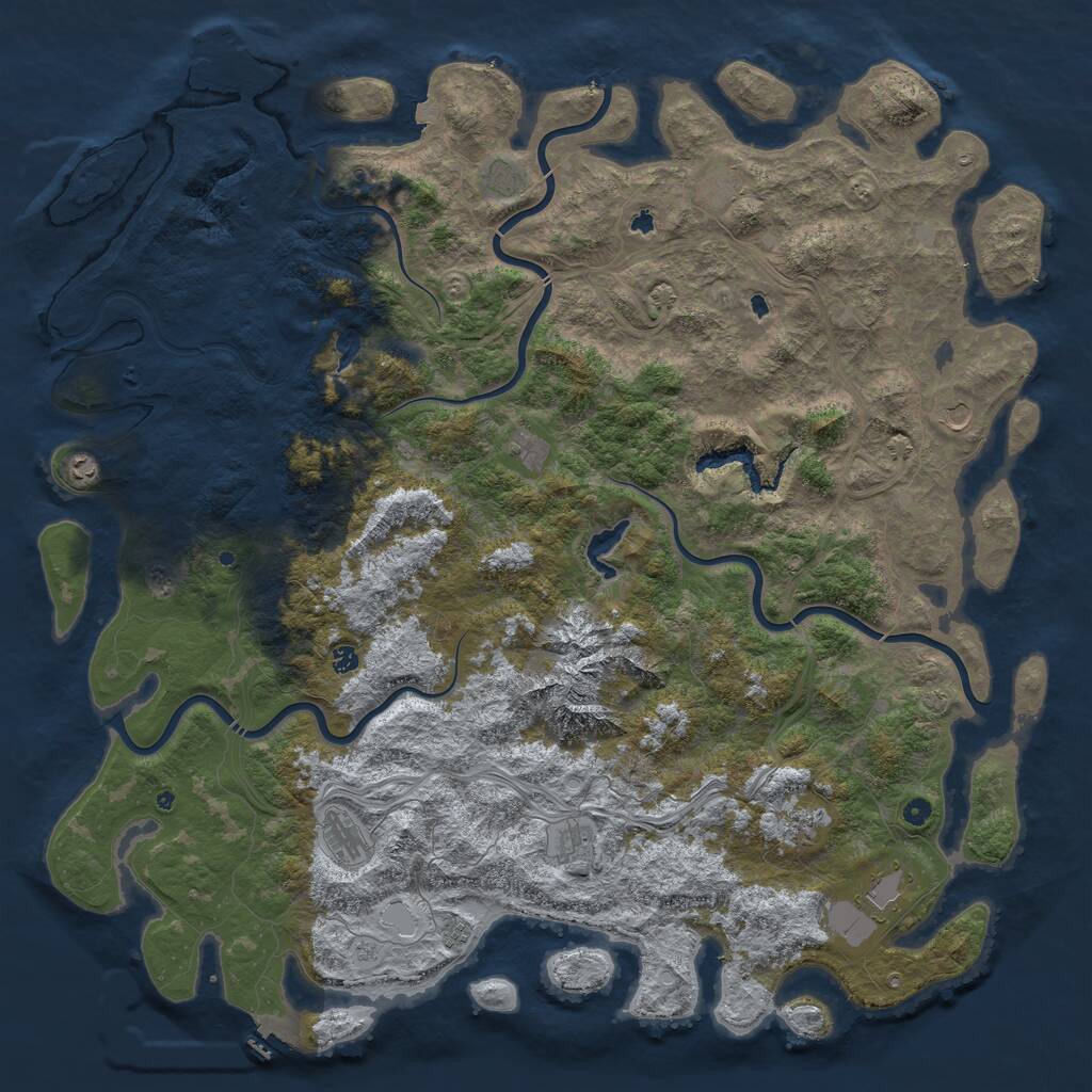 Rust Map: Procedural Map, Size: 6000, Seed: 1244681571, 17 Monuments