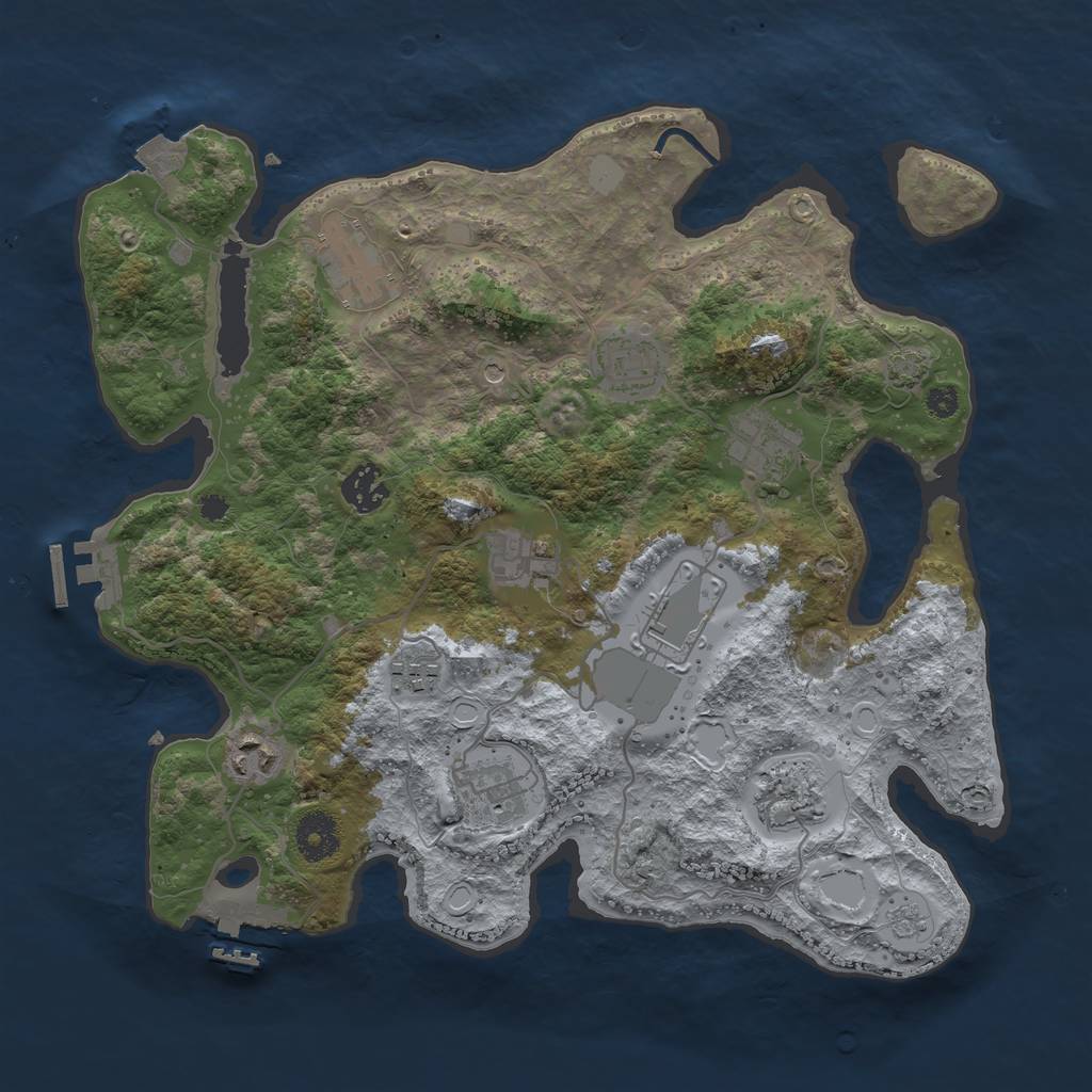 Rust Map: Procedural Map, Size: 3500, Seed: 35199079, 18 Monuments