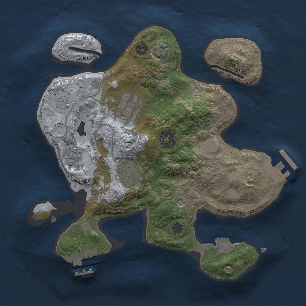 Rust Map: Procedural Map, Size: 2500, Seed: 723820831, 11 Monuments