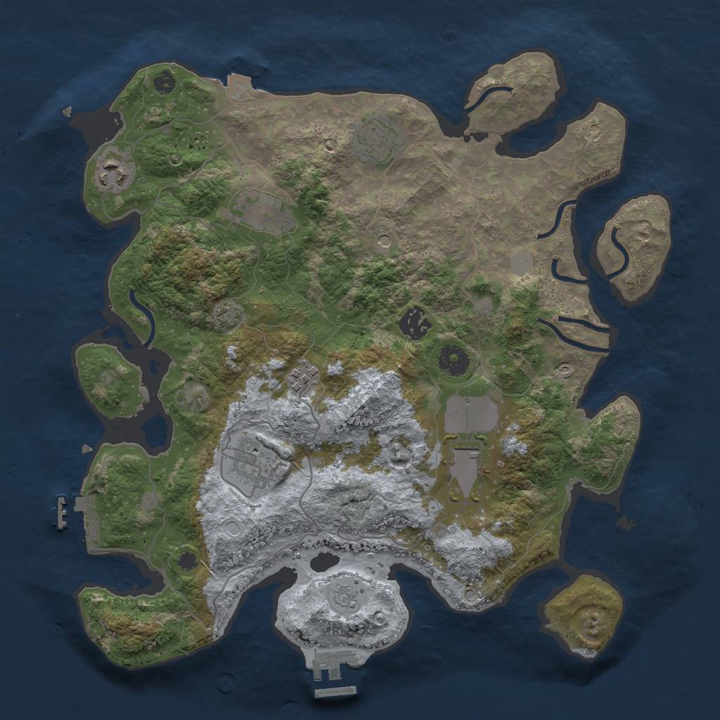 Rust Map: Procedural Map, Size: 3500, Seed: 1585767653, 15 Monuments