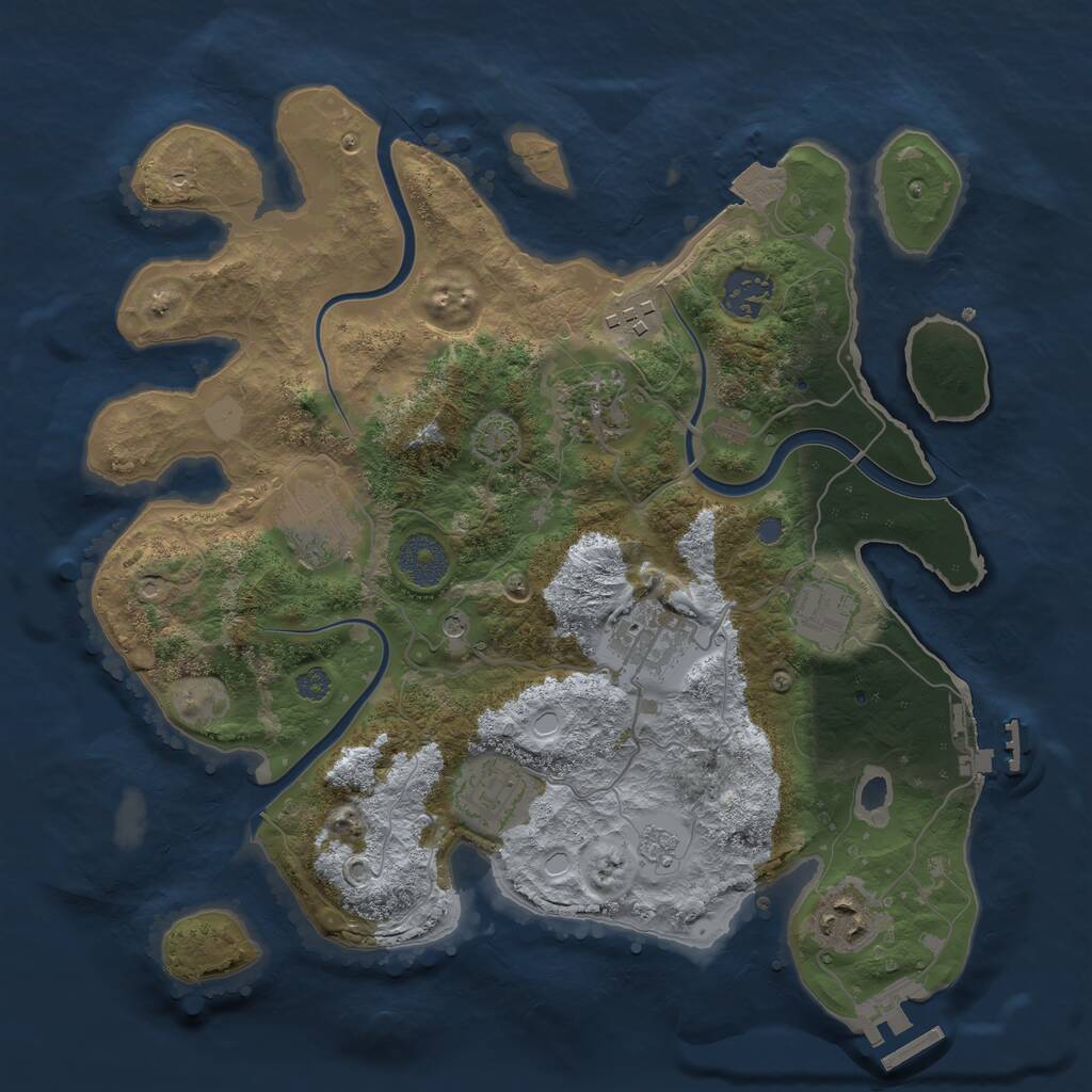 Rust Map: Procedural Map, Size: 3250, Seed: 1682830789, 13 Monuments
