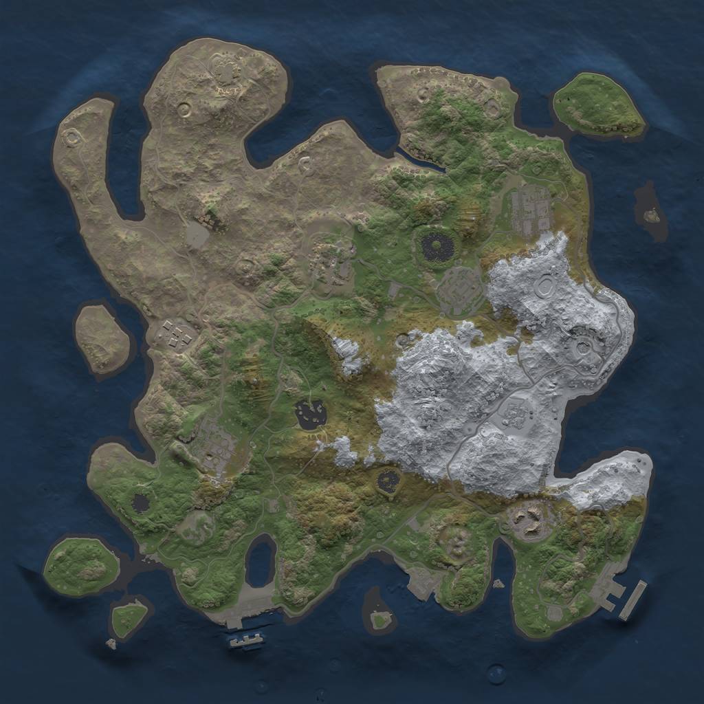 Rust Map: Procedural Map, Size: 3300, Seed: 1040912897, 15 Monuments