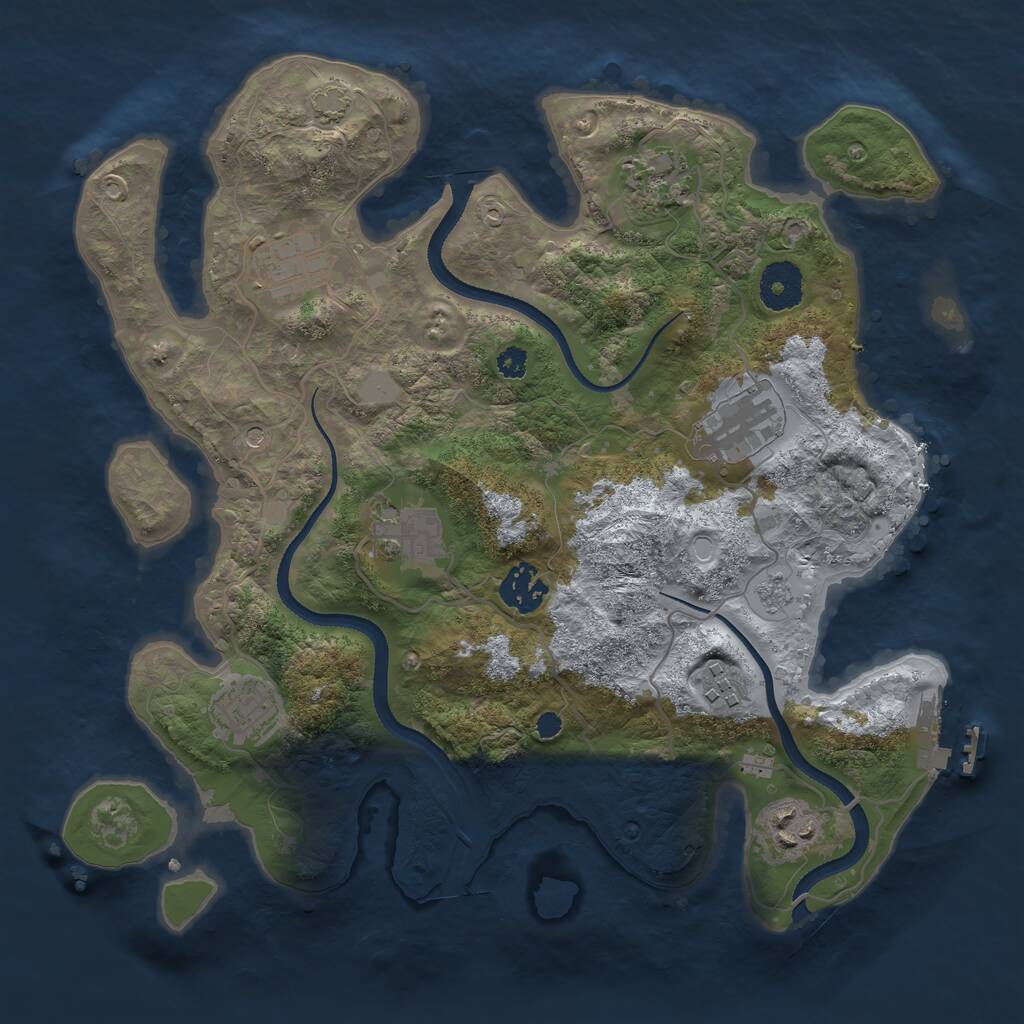 Rust Map: Procedural Map, Size: 3300, Seed: 1040912897, 13 Monuments