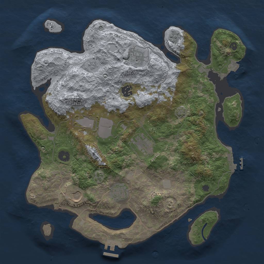 Rust Map: Procedural Map, Size: 3500, Seed: 106503928, 14 Monuments