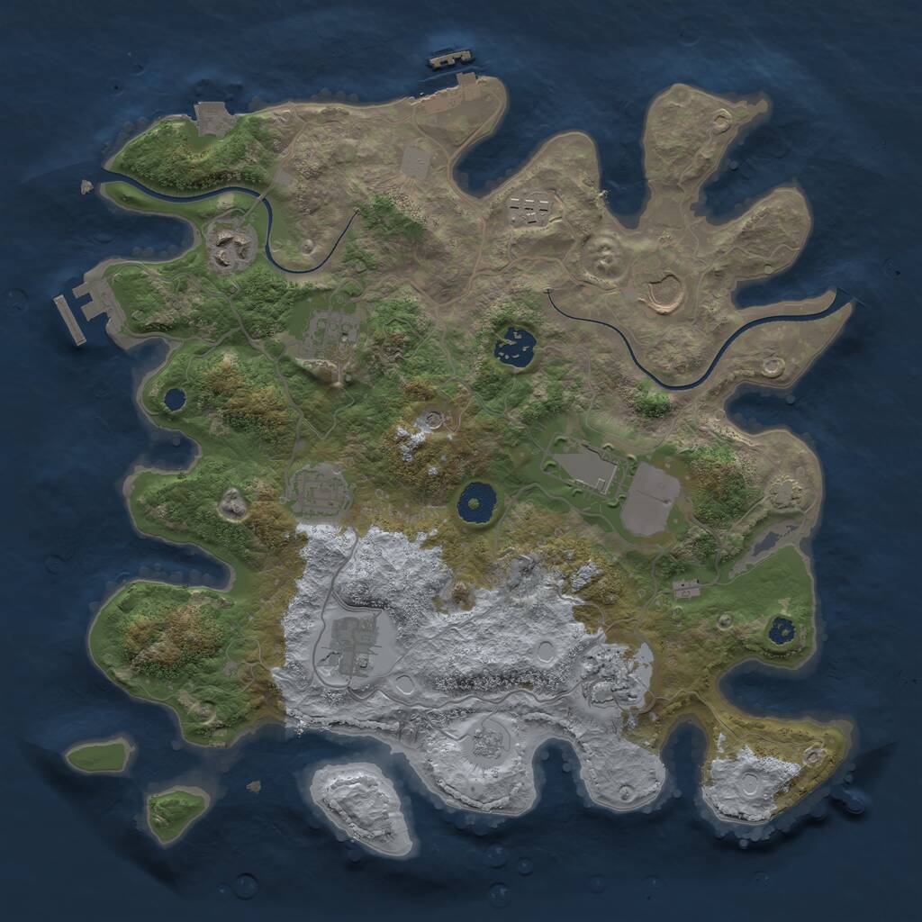 Rust Map: Procedural Map, Size: 3500, Seed: 1380723271, 15 Monuments