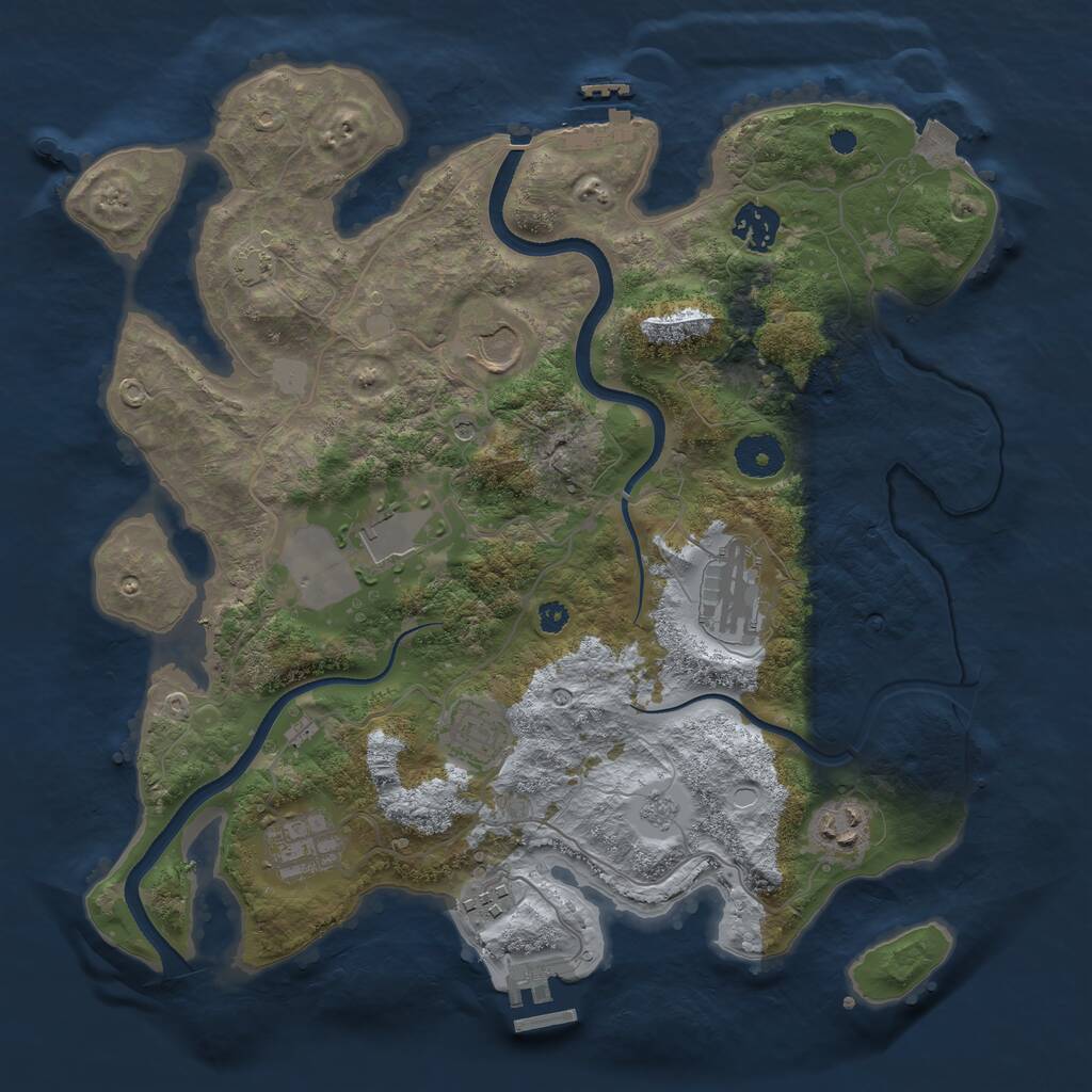 Rust Map: Procedural Map, Size: 3500, Seed: 382019996, 14 Monuments