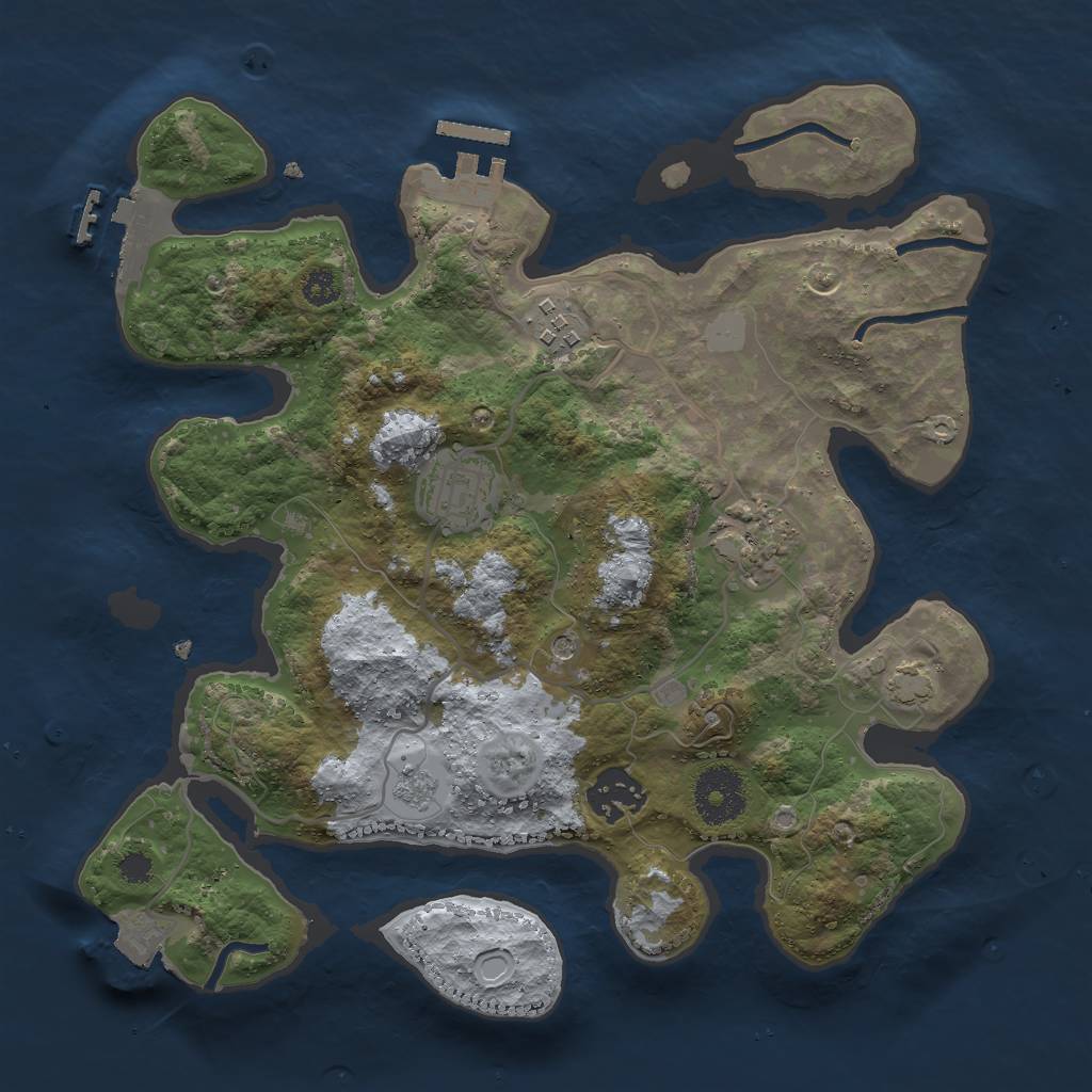 Rust Map: Procedural Map, Size: 3000, Seed: 40054, 12 Monuments