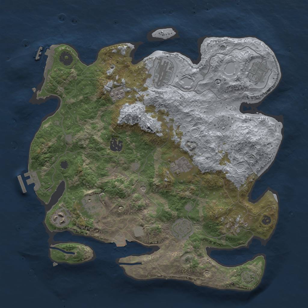 Rust Map: Procedural Map, Size: 3450, Seed: 90791467, 17 Monuments