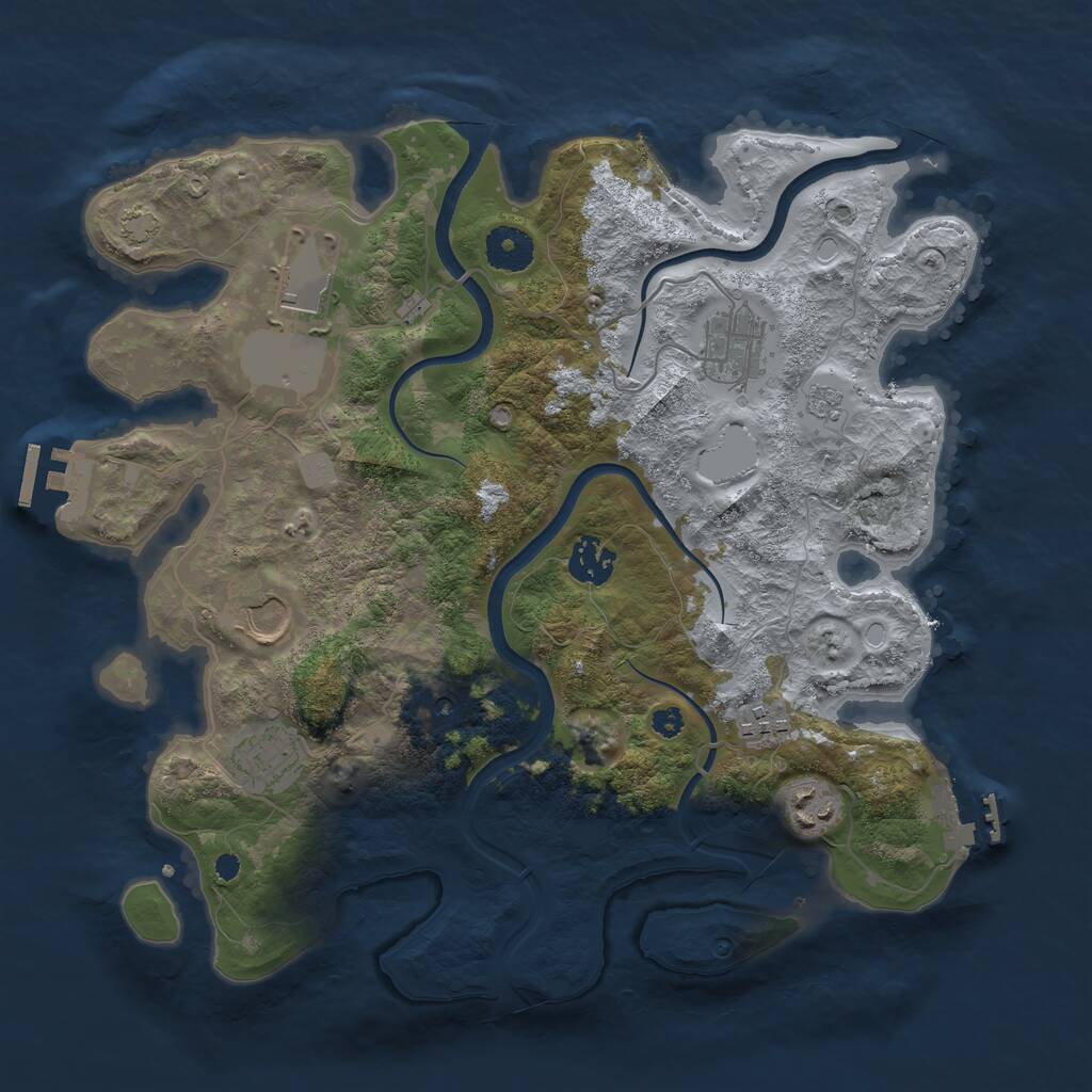Rust Map: Procedural Map, Size: 3500, Seed: 2221503, 13 Monuments