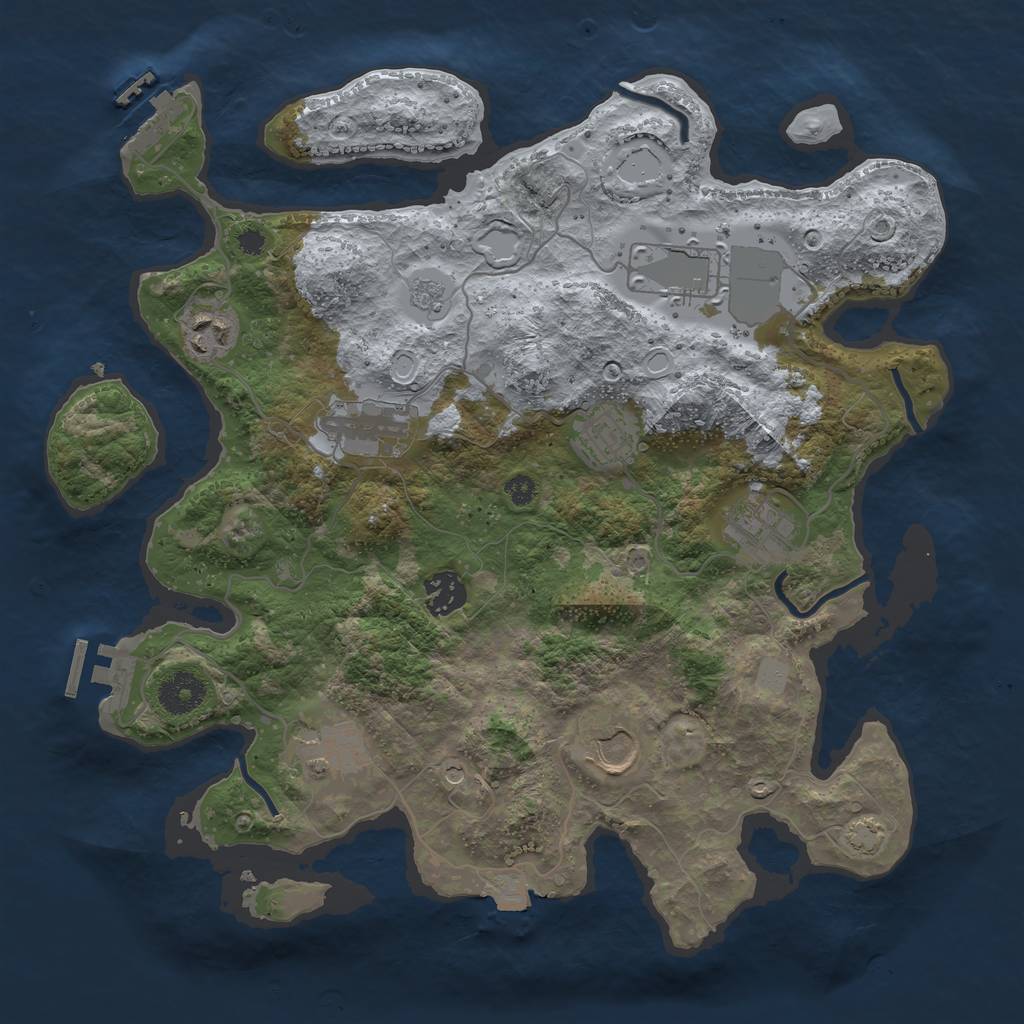 Rust Map: Procedural Map, Size: 3500, Seed: 1339400606, 16 Monuments