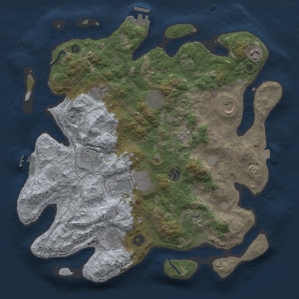 Rust Map: Procedural Map, Size: 3800, Seed: 228, 18 Monuments