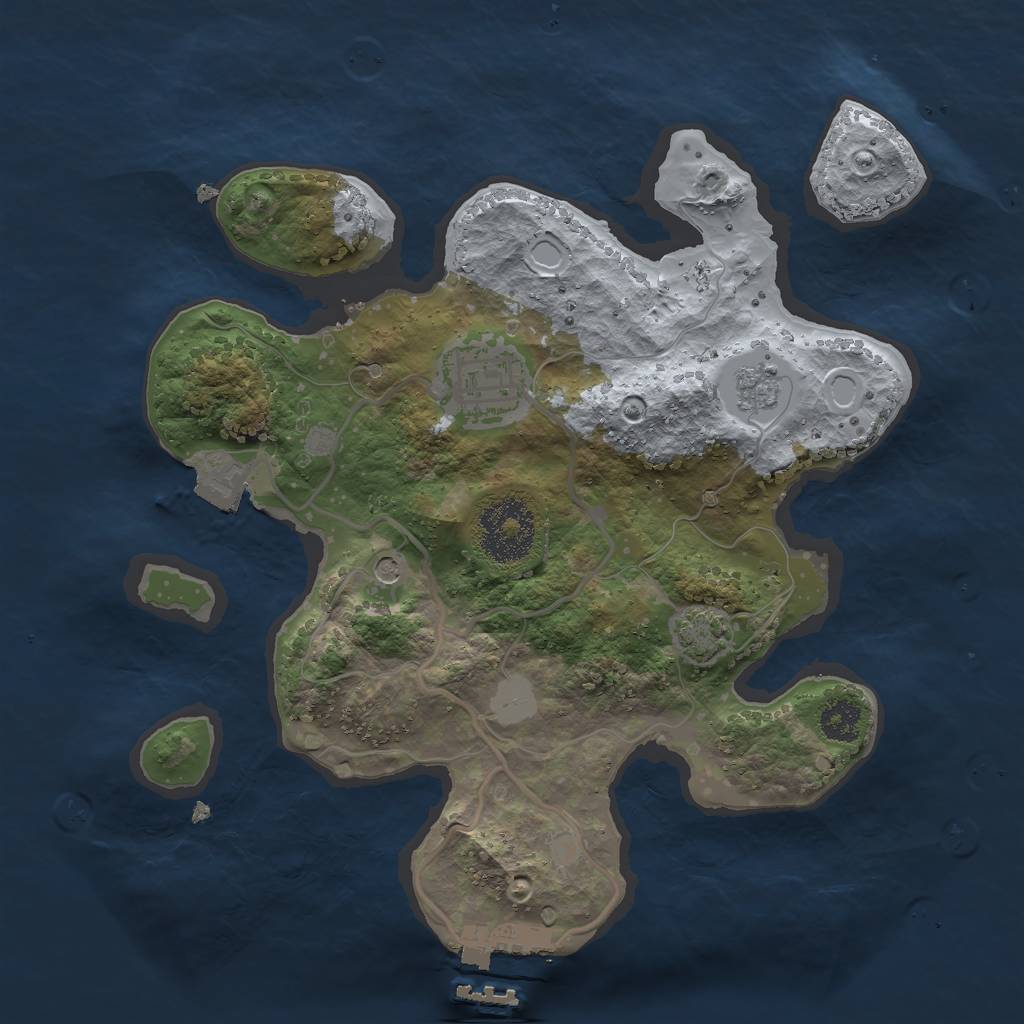 Rust Map: Procedural Map, Size: 2500, Seed: 17385552, 8 Monuments