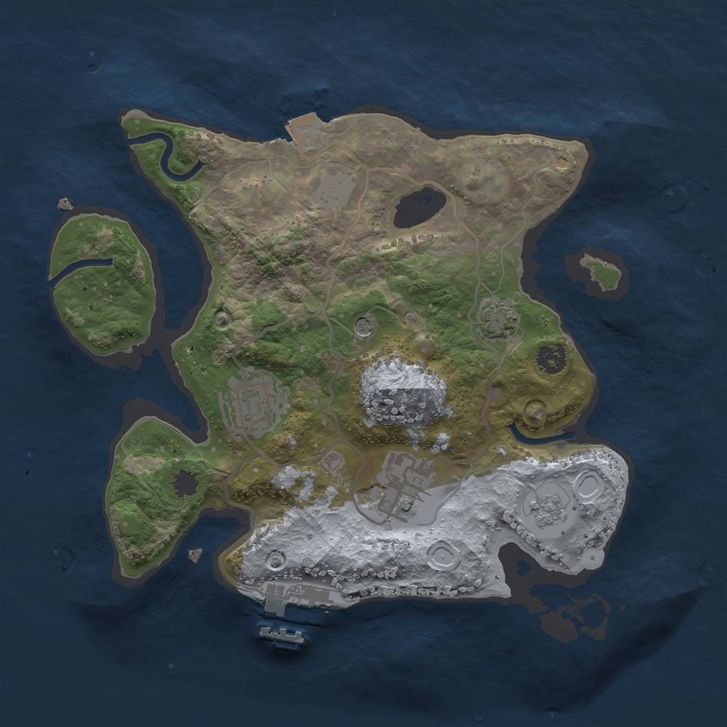 Rust Map: Procedural Map, Size: 2500, Seed: 1738555, 9 Monuments