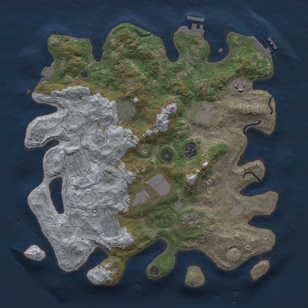Rust Map: Procedural Map, Size: 3600, Seed: 5000000, 15 Monuments