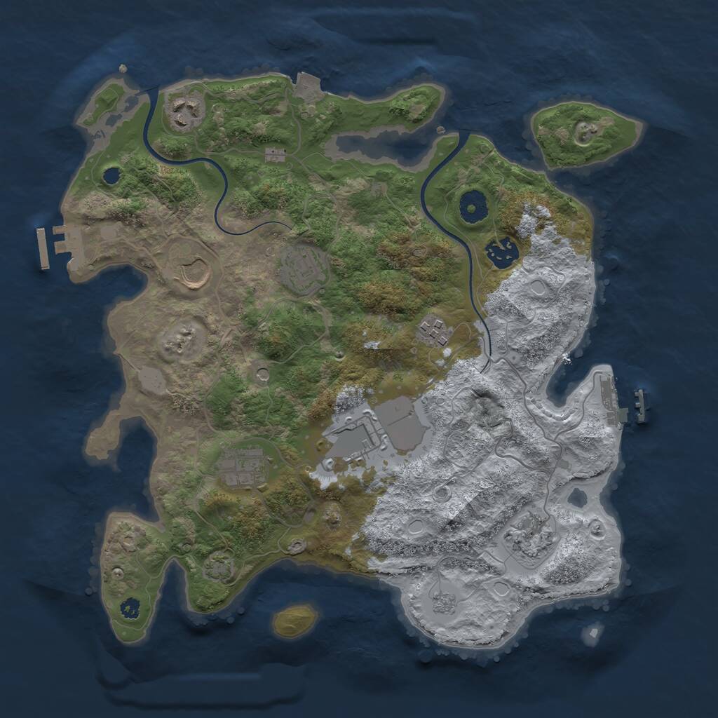 Rust Map: Procedural Map, Size: 3500, Seed: 266515177, 14 Monuments