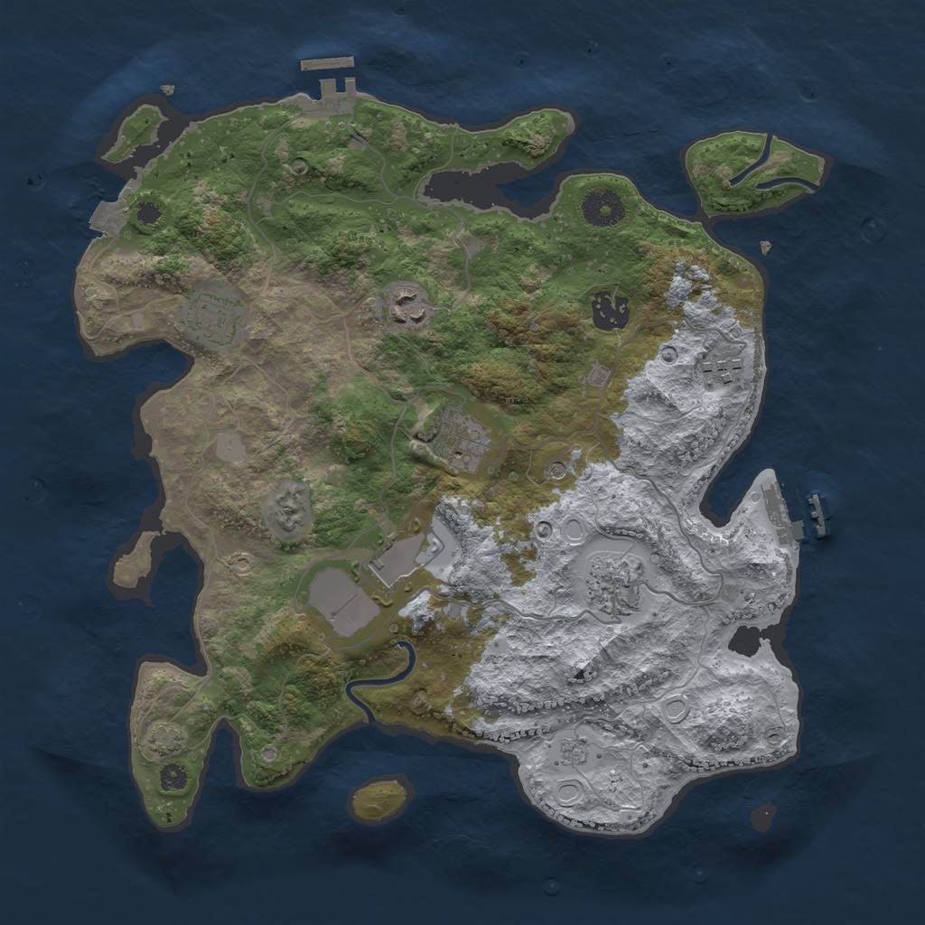 Rust Map: Procedural Map, Size: 3500, Seed: 266515177, 15 Monuments