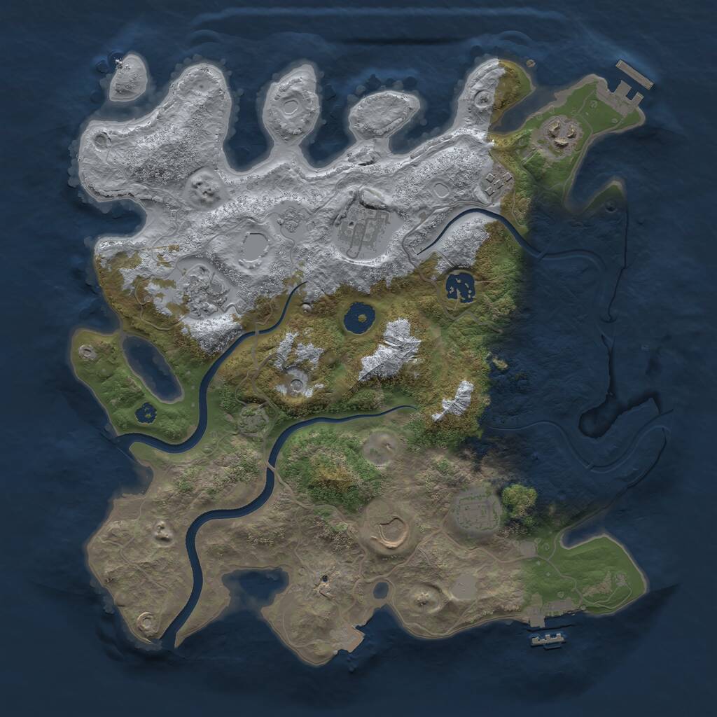 Rust Map: Procedural Map, Size: 3500, Seed: 817275618, 13 Monuments