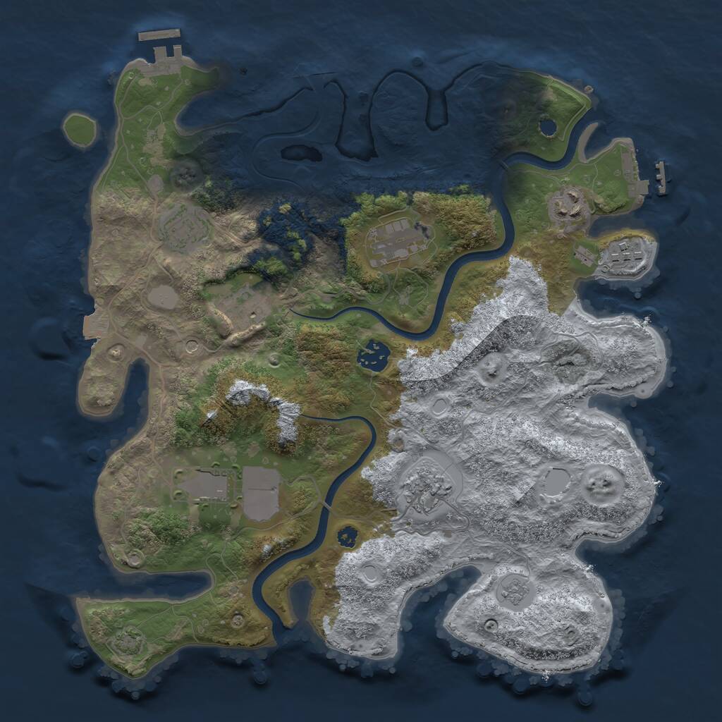 Rust Map: Procedural Map, Size: 3500, Seed: 1355098350, 14 Monuments